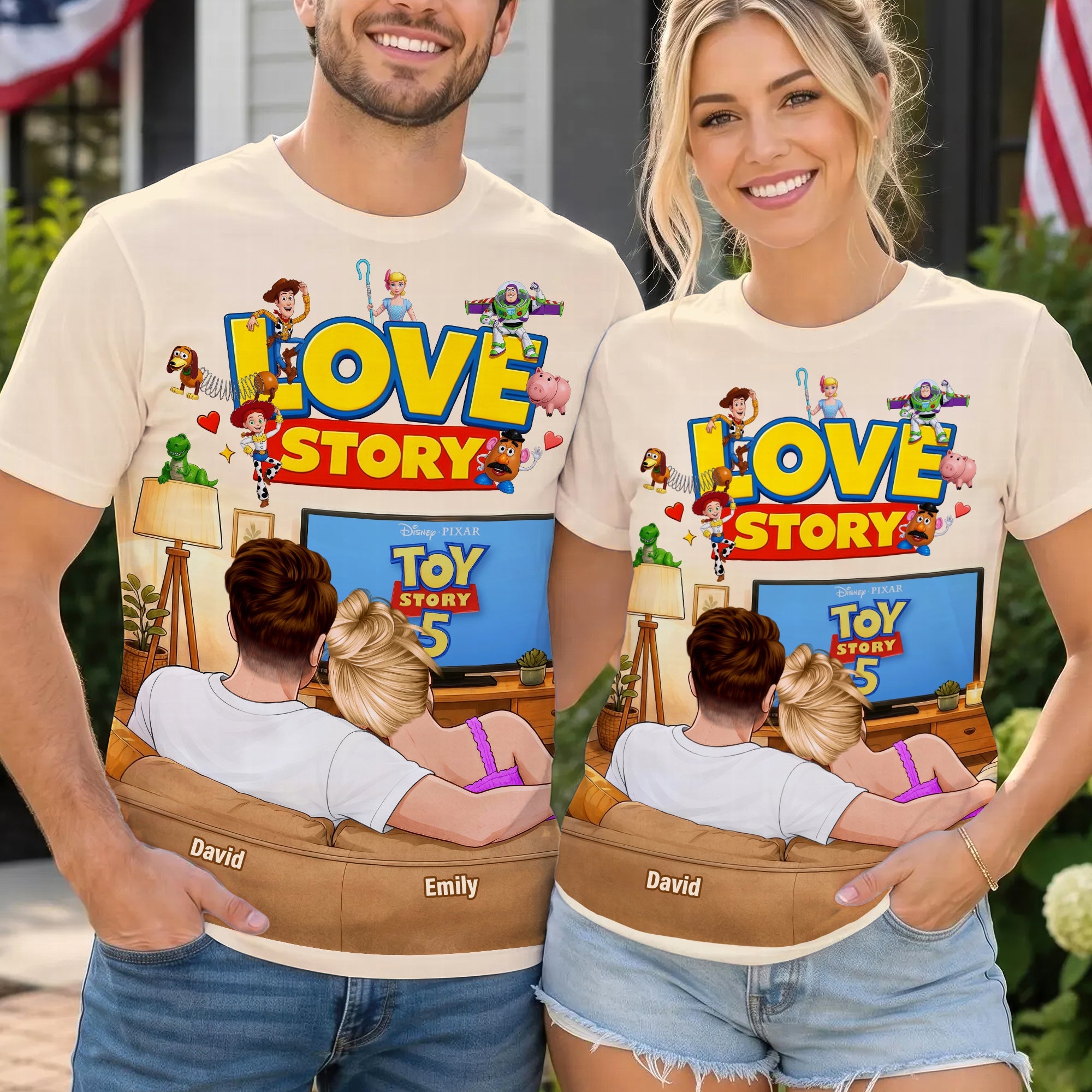 Love Story Couple Watching Shirt - Personalized Gifts for Couples