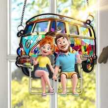 Load image into Gallery viewer, “Adventure Awaits: Personalized Couple Suncatcher” - Custom Gift for Couples Ornament PopCulturePrints
