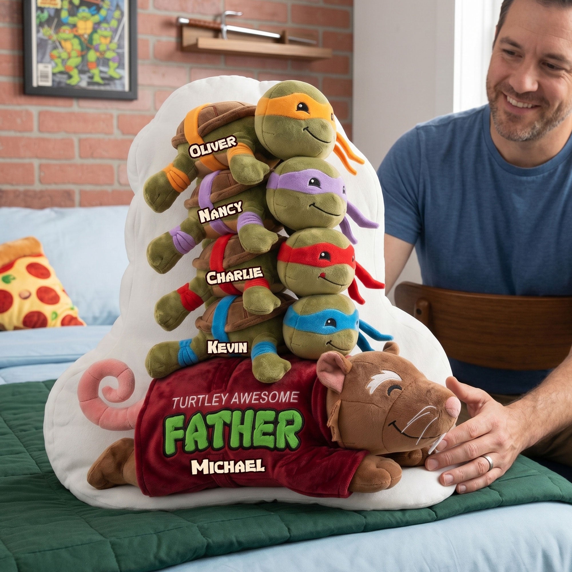 Turtley Awesome Dad Pillow - Customizable Gift for Father's Day Pillow PopCulturePrints