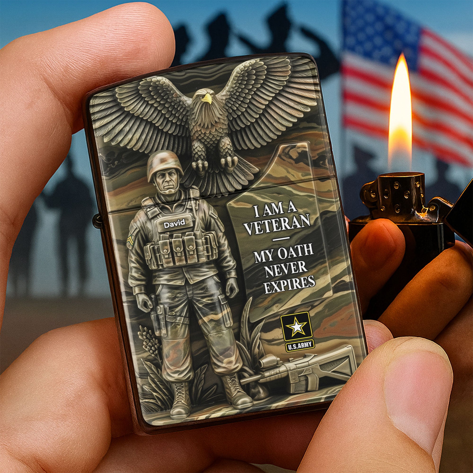 I AM A VETERAN - Personalized Badass Veteran Lighter Gifts Lighter PopCulturePrints