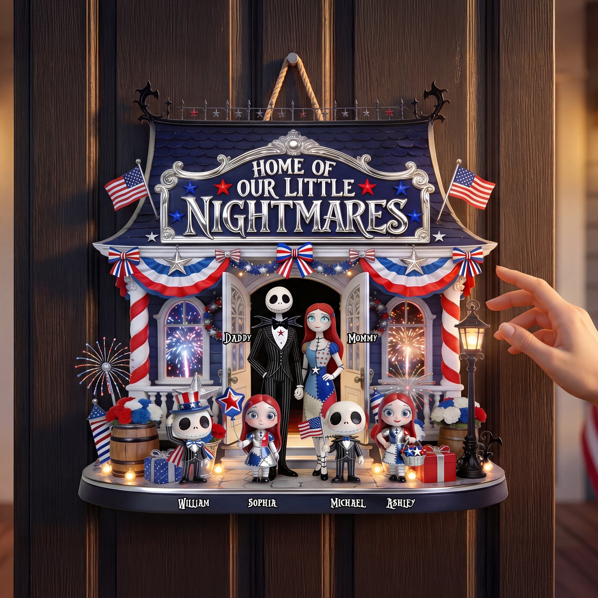 Home of Our Little Nightmares - Spooky Family Wood Sign - Personalized Gifts for Family Wood Sign PopCulturePrints