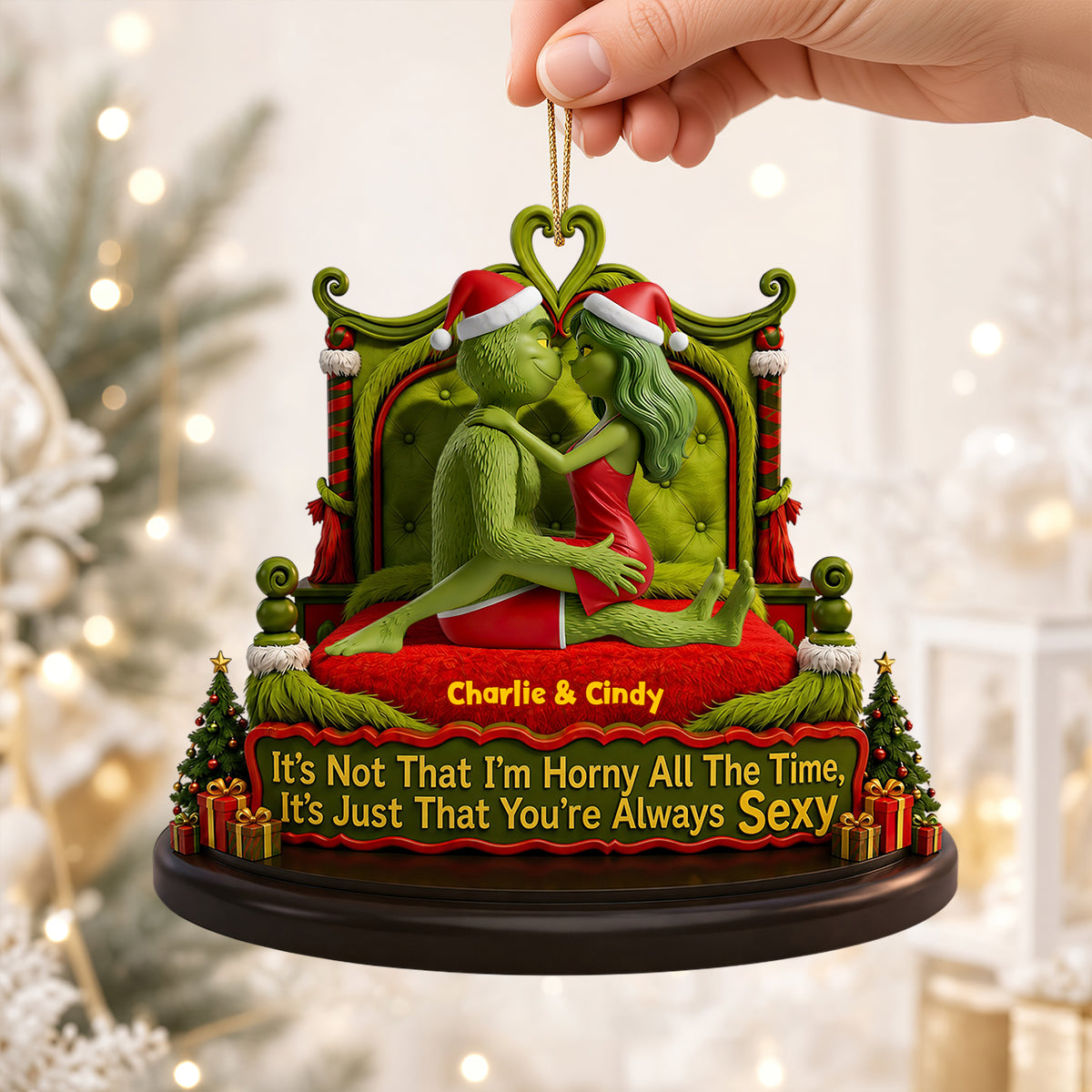 Playful Couple Acrylic Ornament - Personalized Christmas Gifts for Couples