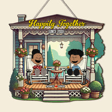 Load image into Gallery viewer, Personalized Couple&#39;s Porch Sign - Happily Together Since 2005 Wood Sign PopCulturePrints
