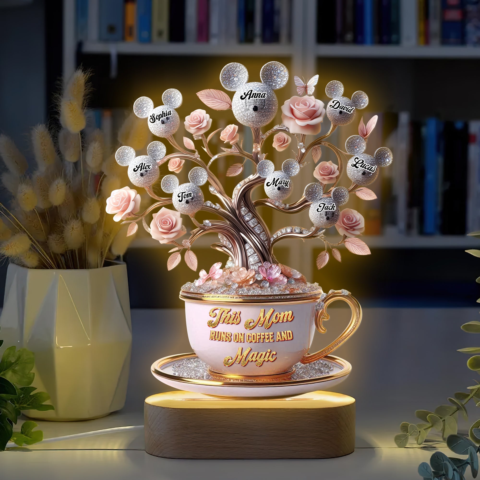 This Mom Runs On Coffee And Magic - Personalized Mouse LED Light Led Night Light PopCulturePrints