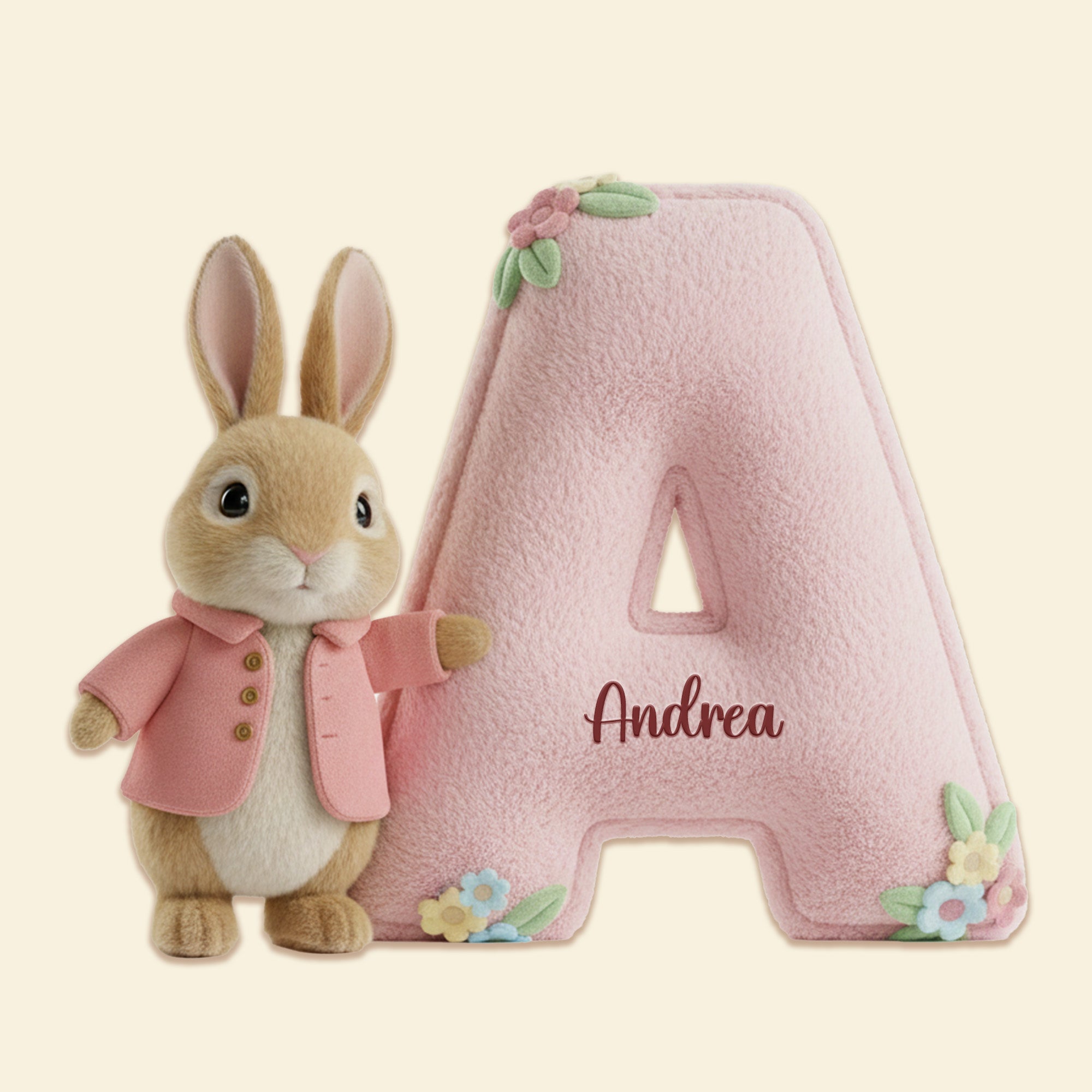 Bring Joy with Our Cute Bunny Alphabet Pillow - Personalized Gifts for Kids Pillow PopCulturePrints