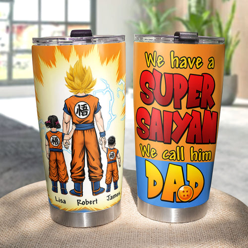 Personalized Super Dad Tumbler - Custom Names Tumbler Cup PopCulturePrints