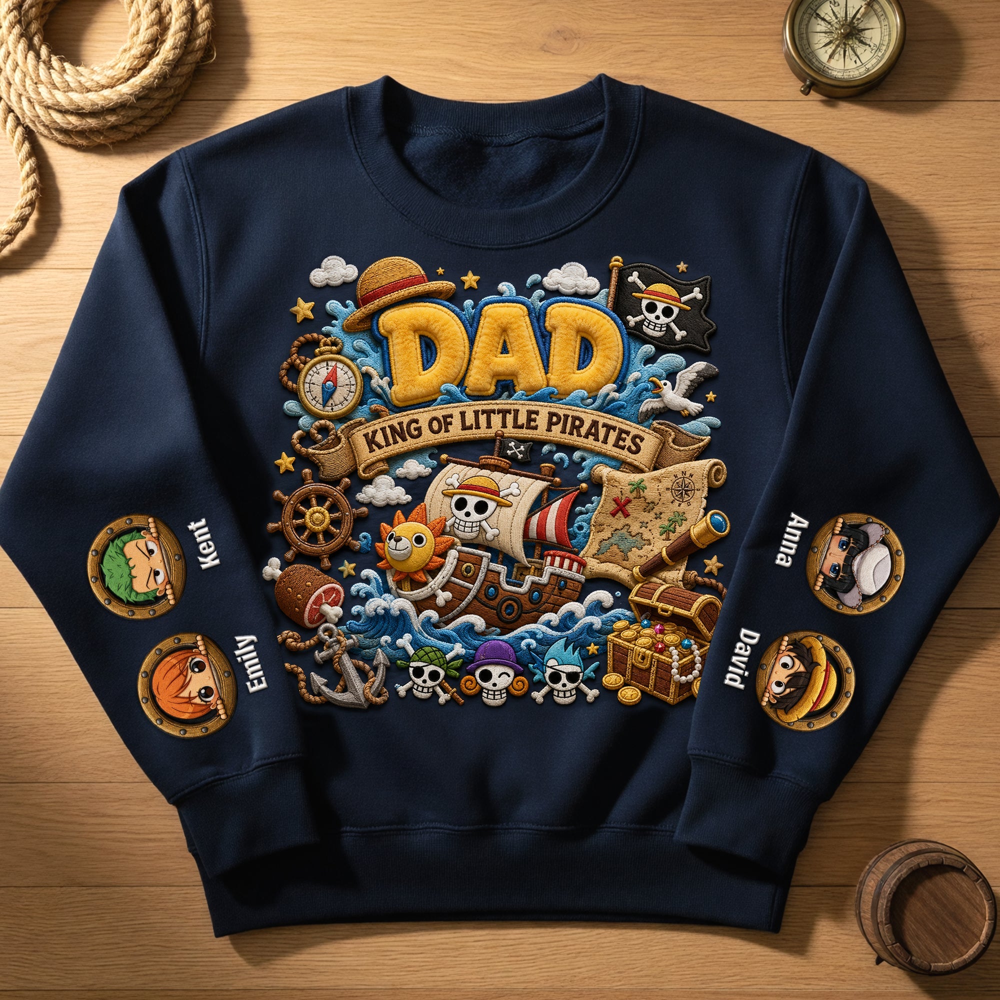 “Dad, King of Little Pirates” - Personalized Sweatshirt for Dads and Grandpas AOP Products PopCulturePrints