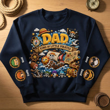 Load image into Gallery viewer, “Dad, King of Little Pirates” - Personalized Sweatshirt for Dads and Grandpas AOP Products PopCulturePrints
