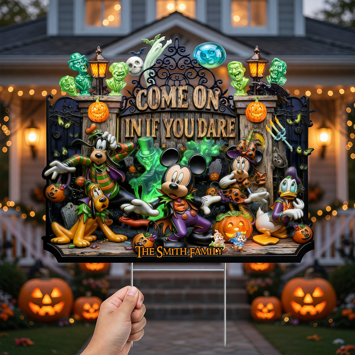 "Come On In If You Dare" - Personalized Scared Squad Yard Sign for Halloween