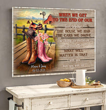 Load image into Gallery viewer, Personalized Cowboy Couple Wall Art - Boots on Western Farm Canvas Poster &amp; Canvas PopCulturePrints
