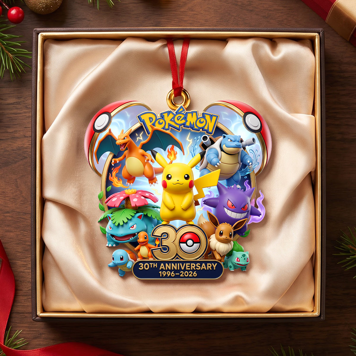 Celebrate 30 Years of Magic! Personalized Pokemon Acrylic Ornament - Perfect Christmas Gift for Fans Ornament PopCulturePrints
