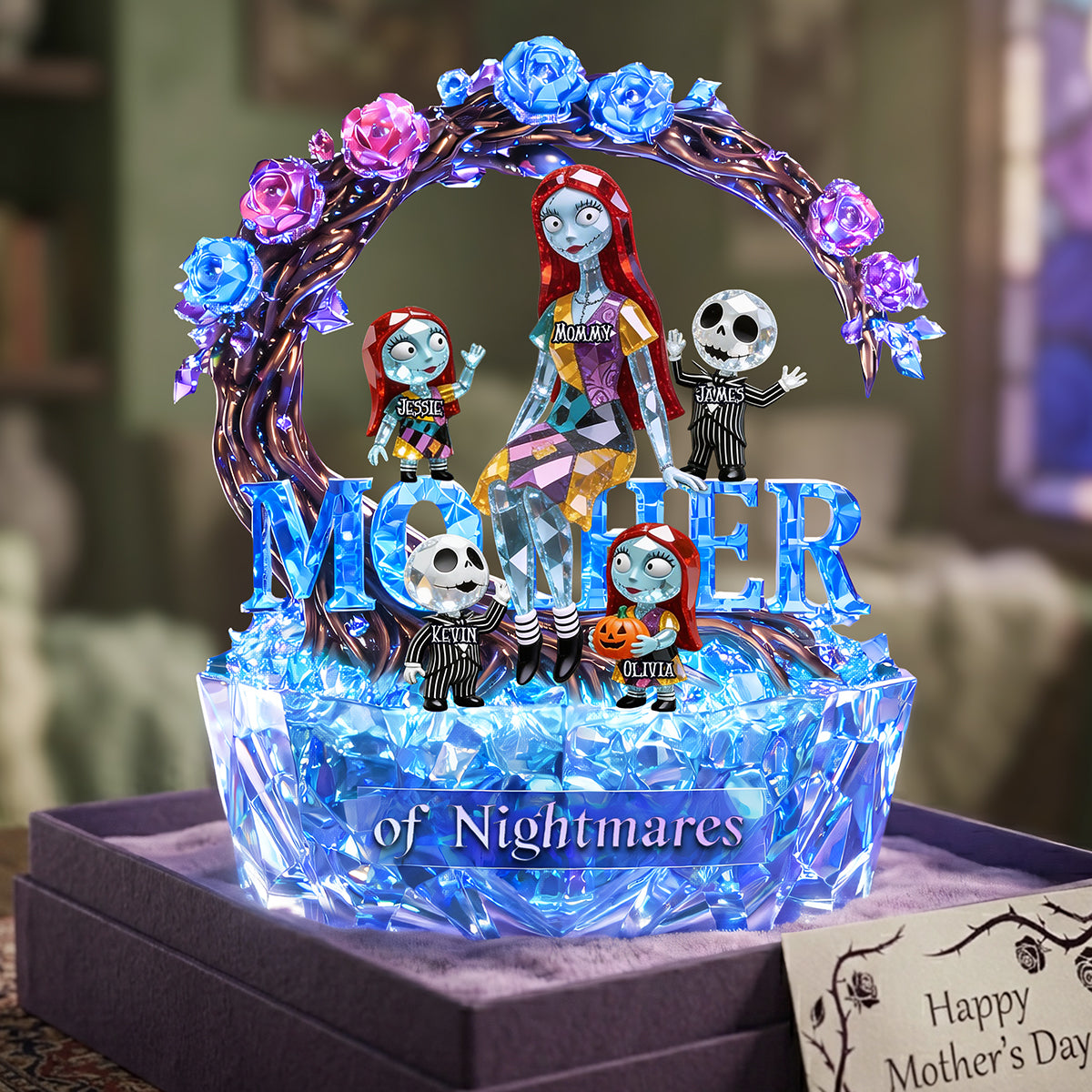 “Celebrating Spooky Moments” - Spooky Mom And Kids Acrylic Plaque - Personalized Gift for Mothers, Grandmas and Kids Shaped Plaques PopCulturePrints