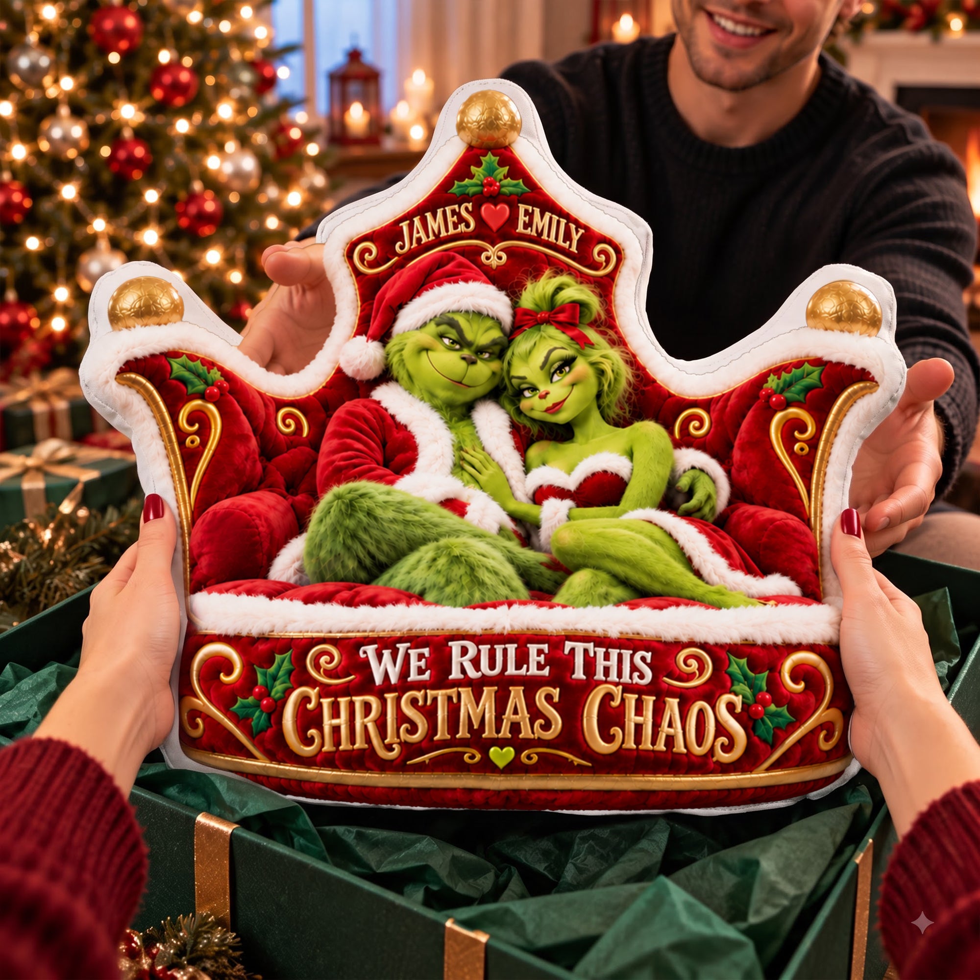 We Rule This Christmas Chaos Pillow - Personalized Gift for Couples Pillow PopCulturePrints