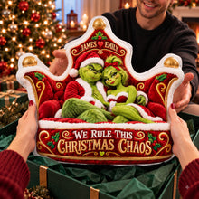 Load image into Gallery viewer, We Rule This Christmas Chaos Pillow - Personalized Gift for Couples Pillow PopCulturePrints
