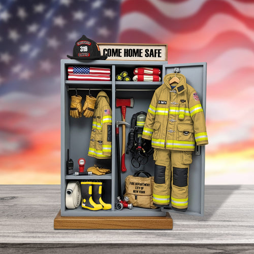 Come Home Safe - Firefighter Personal Locker Plaque | Custom Personalized Gifts for Firefighters Shaped Plaques PopCulturePrints