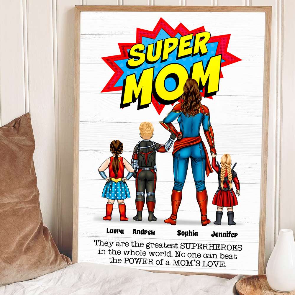 Custom Super Mom Canvas Print - Personalized Family Heroes Poster & Canvas PopCulturePrints