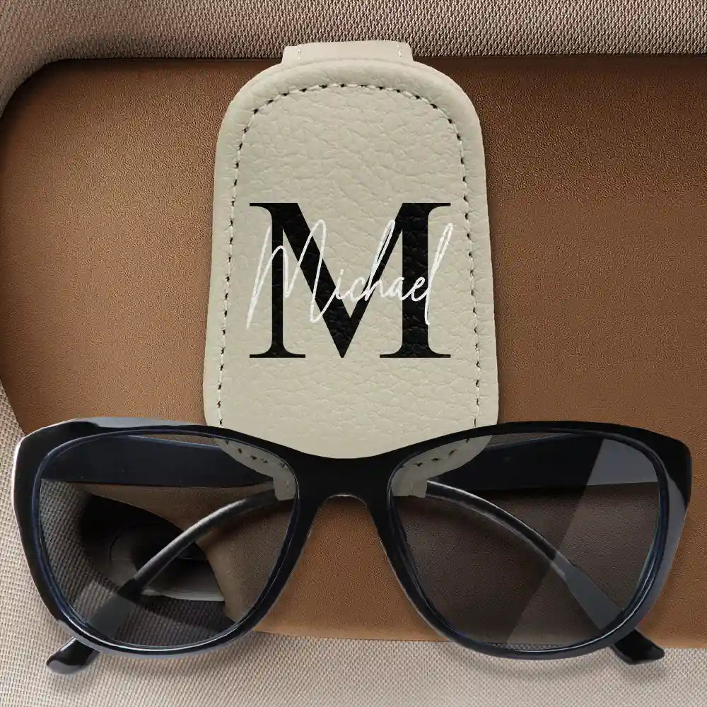Personalized Monogram Name Letter - Stylish Sunglasses Holder for Car Visor Sunglasses Holder For Car Visor PopCulturePrints