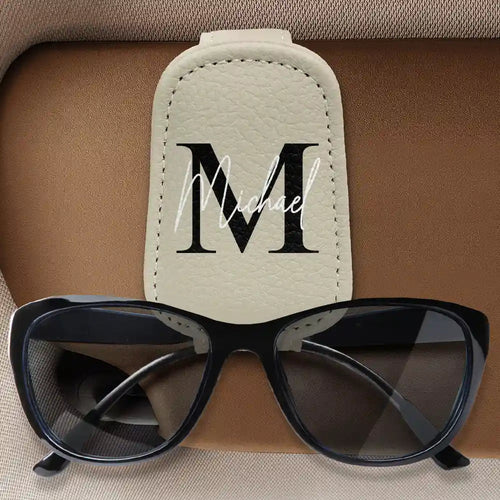 Personalized Monogram Name Letter - Stylish Sunglasses Holder for Car Visor Sunglasses Holder For Car Visor PopCulturePrints