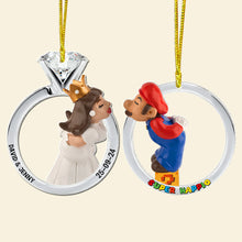 Load image into Gallery viewer, Personalized Couple Christmas Ornament - Retro Game Theme Suncatcher PopCulturePrints
