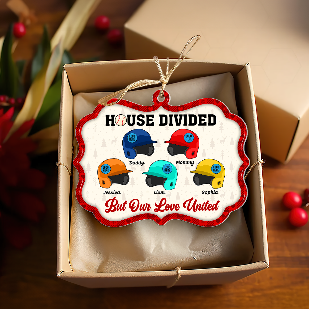 Personalized Baseball Family Christmas Ornament - House Divided, Love United Ornament PopCulturePrints