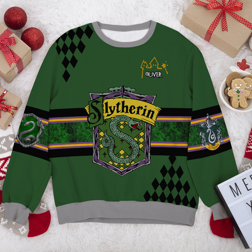 Personalized Gryffindor Ugly Christmas Sweater - Gift for Movie Fans & Book Lovers