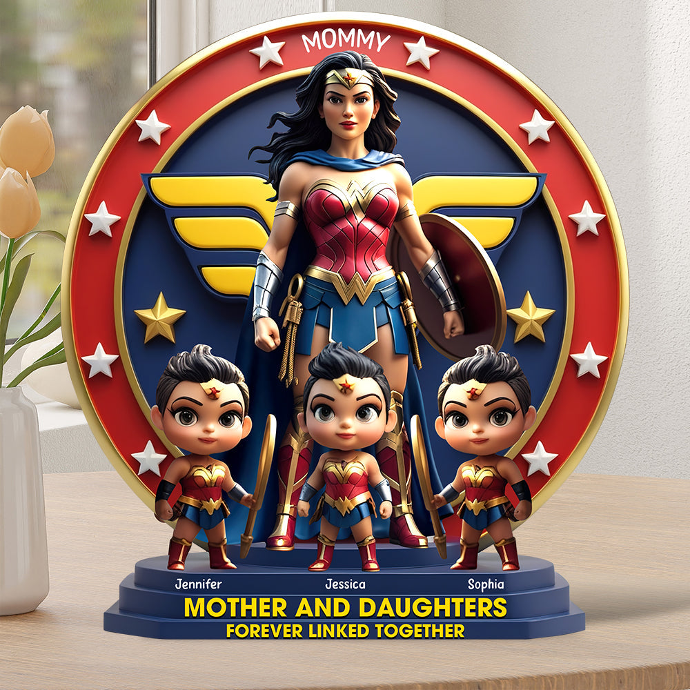 “Wonder Moms: Celebrating Motherhood” - Personalized Wonder Woman Plaque - Gift for Mom, Grandma, and More Shaped Plaques PopCulturePrints