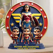 Load image into Gallery viewer, “Wonder Moms: Celebrating Motherhood” - Personalized Wonder Woman Plaque - Gift for Mom, Grandma, and More Shaped Plaques PopCulturePrints
