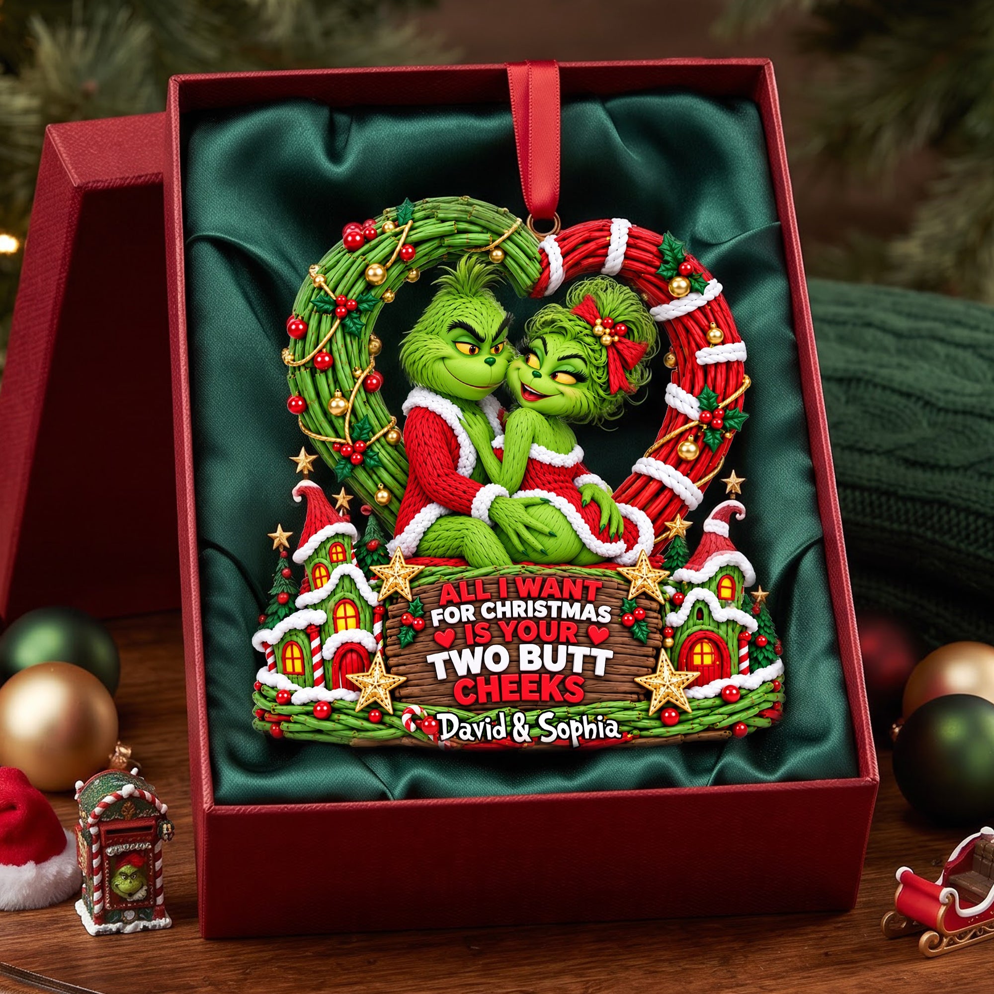 All I Want for Christmas is Your Two Butt Cheeks - Playful Couple Acrylic Ornament
