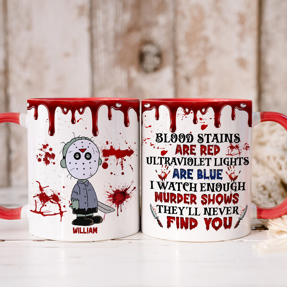 Personalized Horror Fan Halloween Coffee Mug - Blood Stains Are Red Design