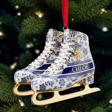 Load image into Gallery viewer, “Skate Into the Holidays” - Winter Skating Ornament - Personalized Gift for Ice Skating Lovers Ornament PopCulturePrints
