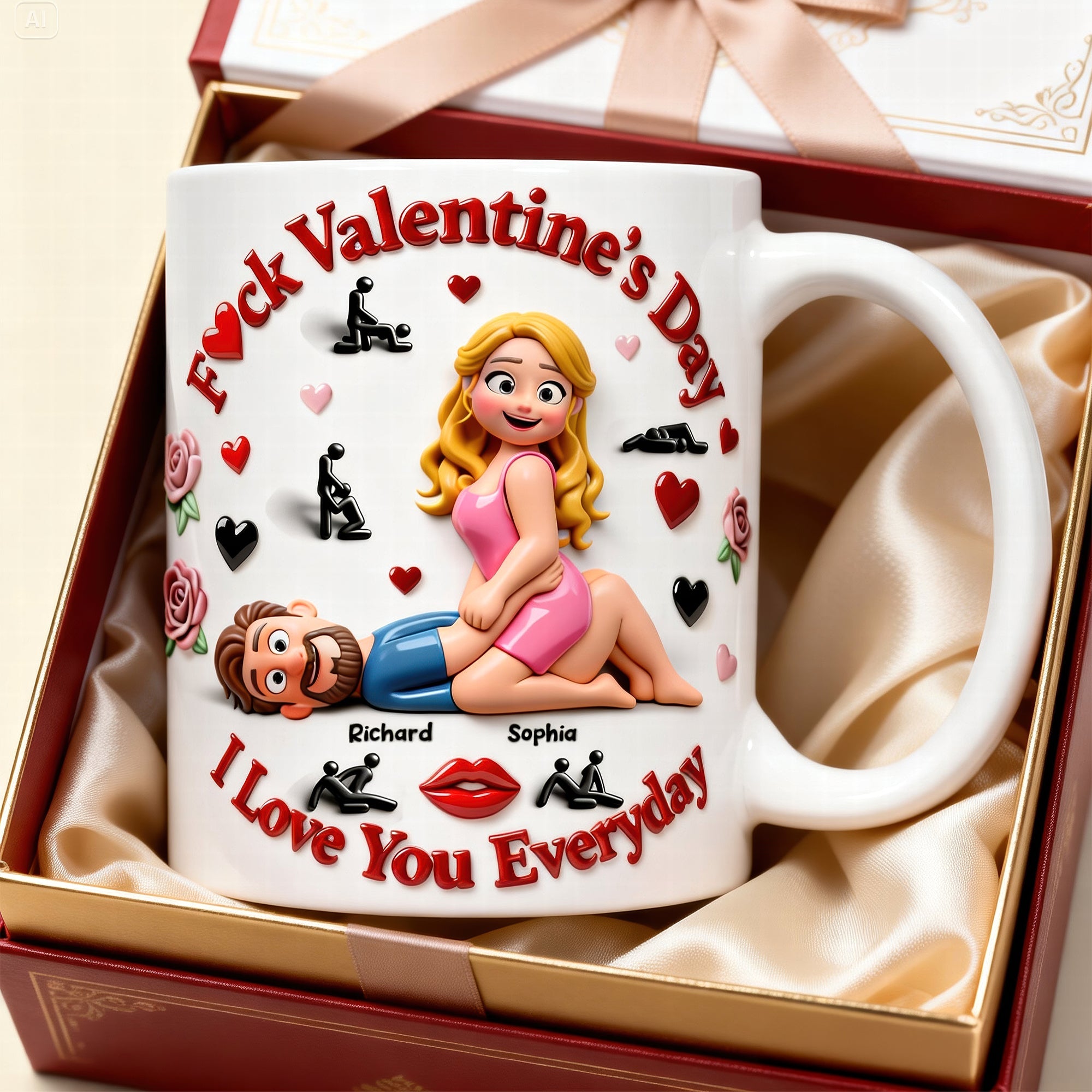 "F*ck Valentine's Day, I Love You Everyday" - Personalized Couple Coffee Mug Coffee Mug PopCulturePrints