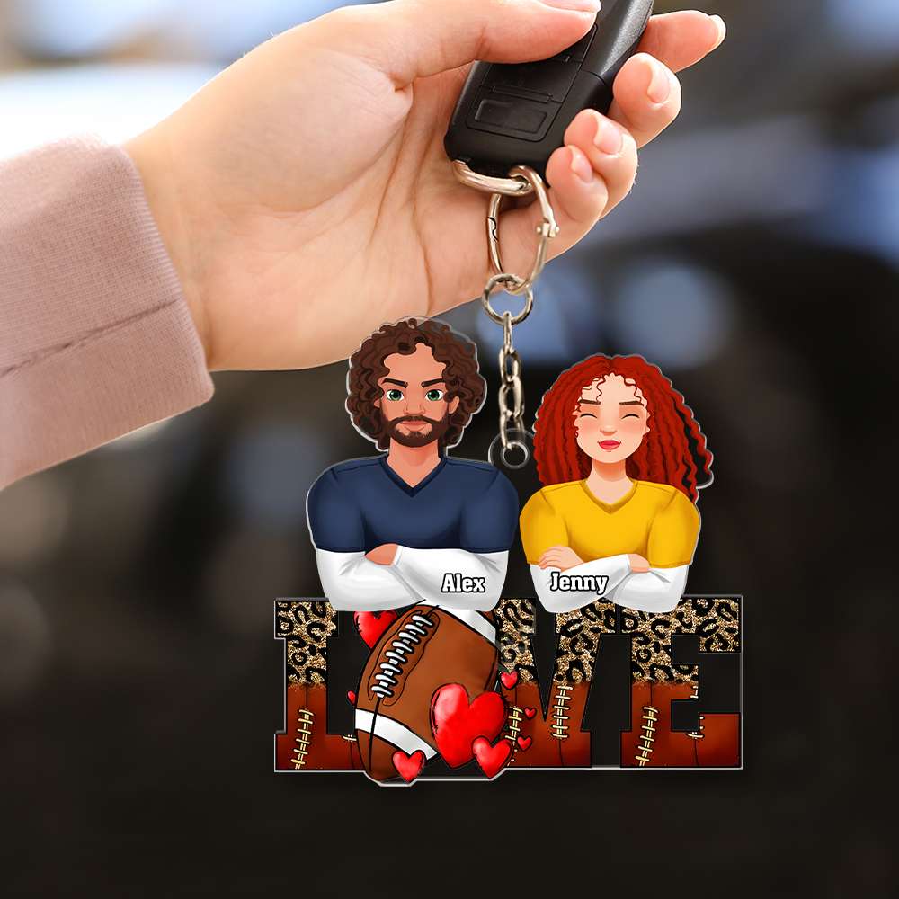 Personalized Acrylic Keychain for Football Lovers - Couple Valentine Edition Keychains PopCulturePrints