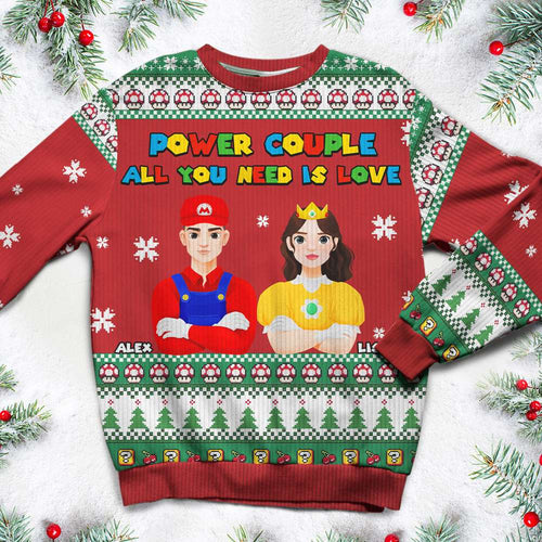 Customized Movie Lover Christmas Sweatshirt - Perfect Valentine's Day Gifts for Couples Ugly Christmas Sweater PopCulturePrints
