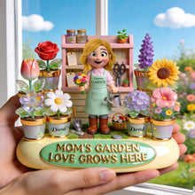 Load image into Gallery viewer, Mom’s Garden Love Grows Here - Personalized Acrylic Plaque for Moms &amp; Grandmas Shaped Plaques PopCulturePrints
