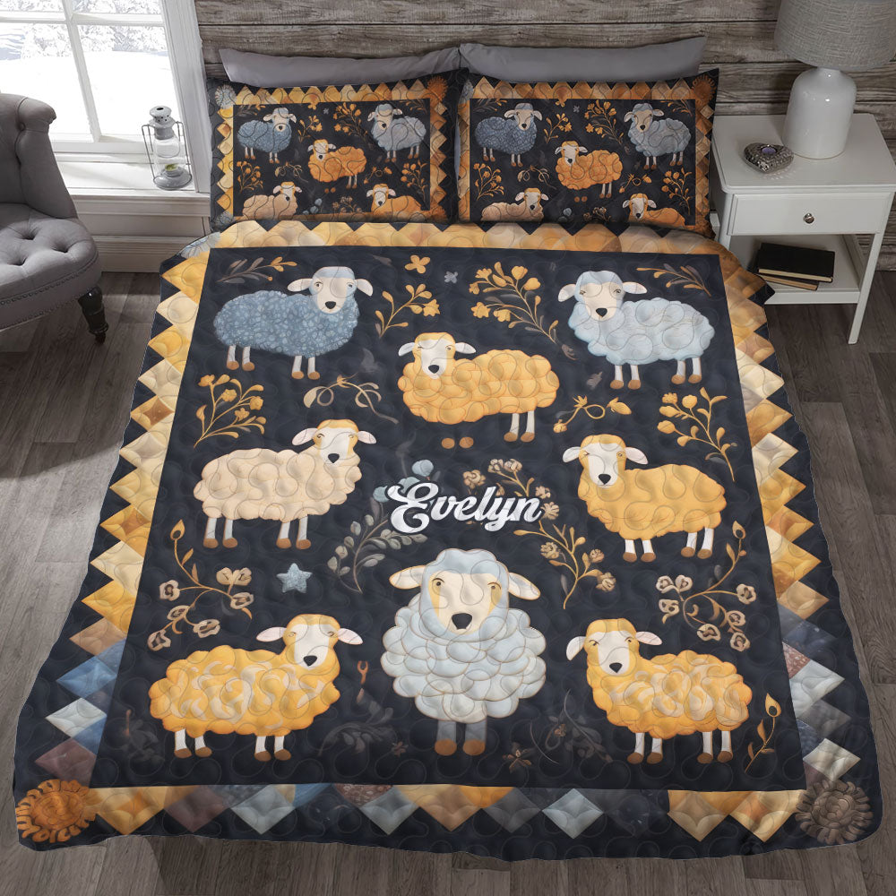 Personalized Sheep Lover Quilt Bed Set - Custom Design for Animal Enthusiasts Blanket PopCulturePrints