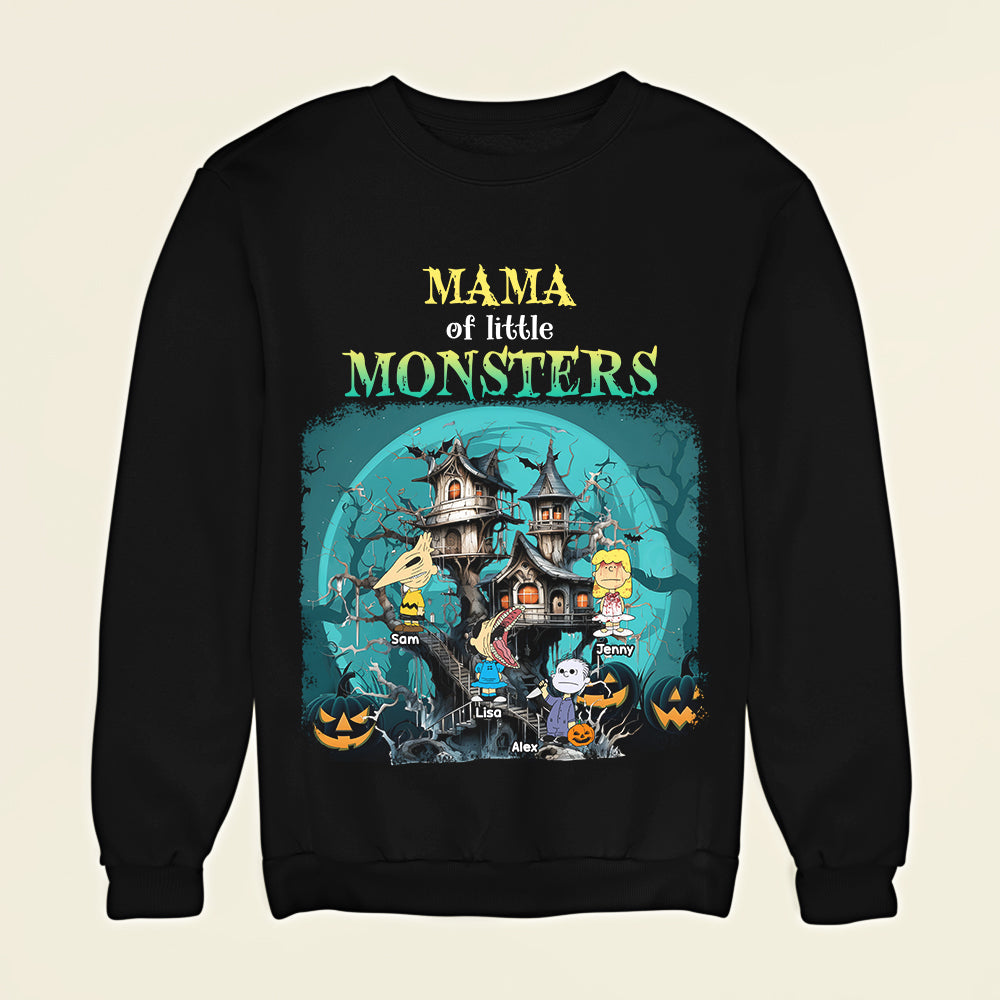 Personalized Mama of Little Monsters Sweatshirt - Custom Names Halloween Design