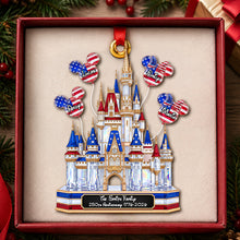 Load image into Gallery viewer, "A Magical Keepsake for Generations - Personalized Enchanted Castle Acrylic Ornament for Family 250th Anniversary Gift"
