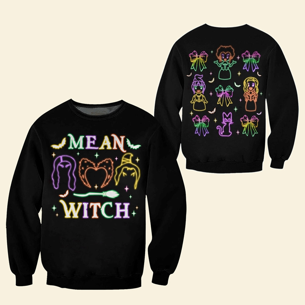 Glow in the Dark 'Mean Witch' Halloween Shirt AOP Products PopCulturePrints