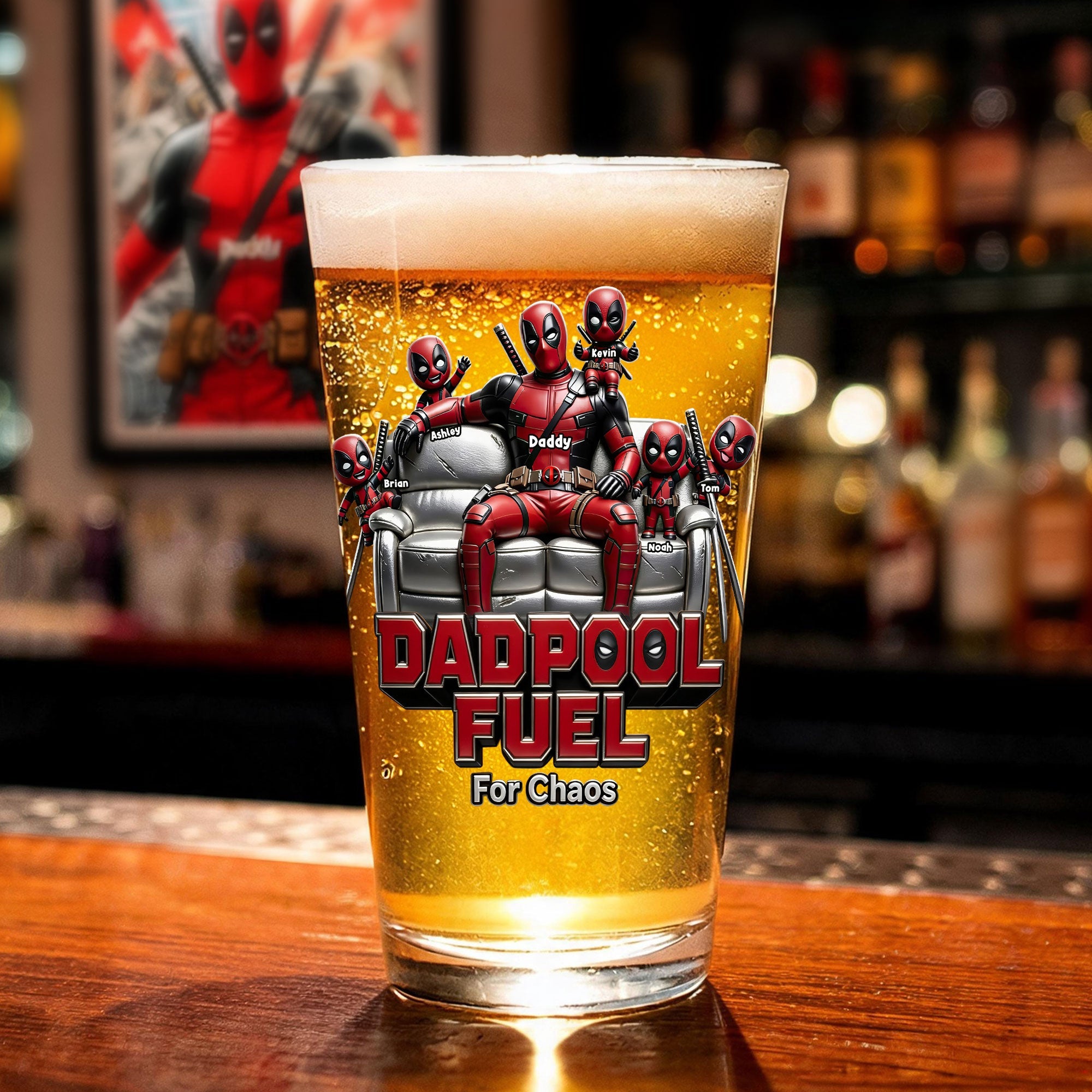 “Fueling Fun & Laughter” - Funny Fighter Dad Beer Glass - Personalized Gift for Dads & Grandpas Beer Glasses PopCulturePrints