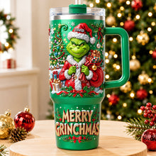 Load image into Gallery viewer, "Spread Holiday Cheer with the Grinch!" - Unique Santa 40oz Tumbler With Handle - Personalized Gift for Everyone
