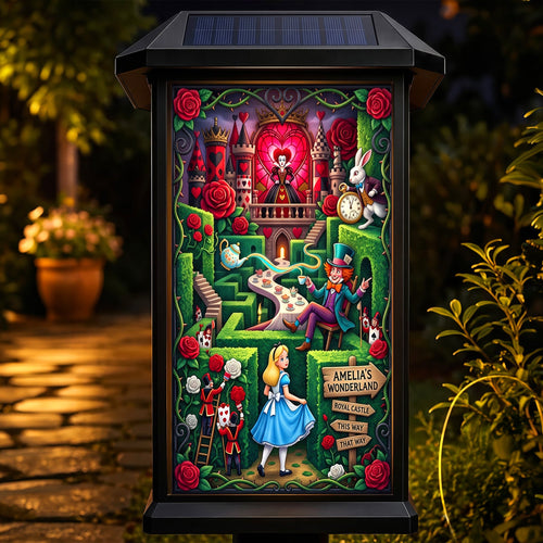 “Step into a Whimsical Wonderland” - Midnight Tea Party Solar Power Garden Lamp - Personalized Halloween Gifts Garden Lamp PopCulturePrints