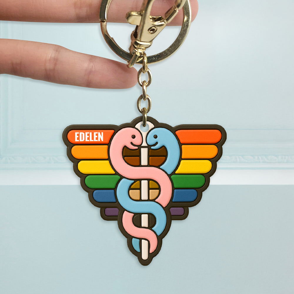 "Celebrate Your Identity with Pride" - Medical Pride Keychain - Personalized Gift for Healthcare Professionals and LGBTQ+ Supporters Keychains PopCulturePrints