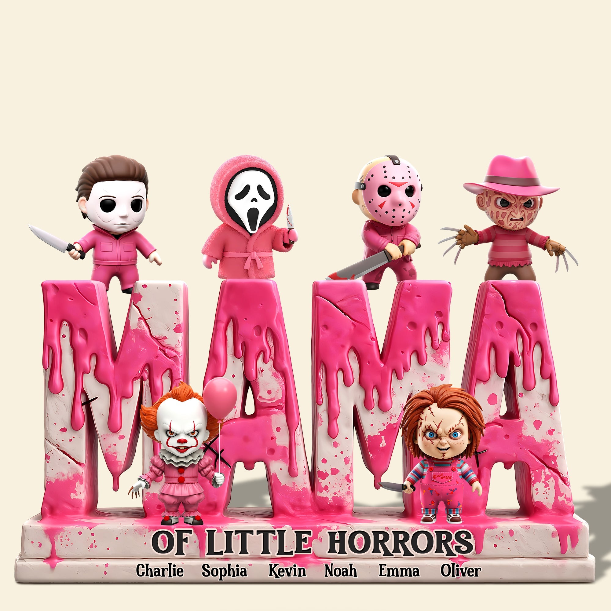 "Every Mom Has a Little Horror - Personalized Plaque for the Unique Mom" - Custom Gift for Mom, Grandma & More Shaped Plaques PopCulturePrints