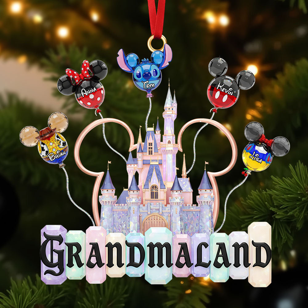 “A Magical Holiday Adventure Awaits!” - Personalized Grandkid Balloon Castle Ornament for Grandma Ornament PopCulturePrints