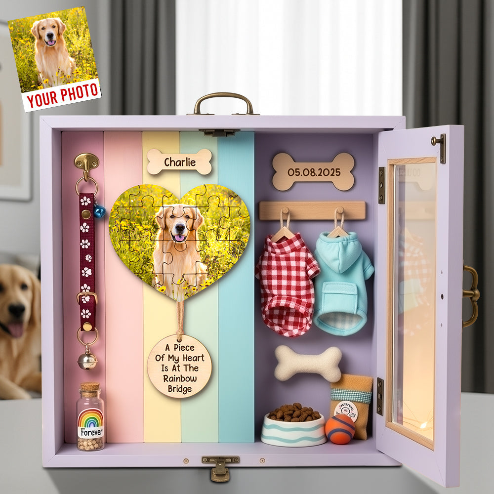 A Piece Of My Heart Is At The Rainbow Bridge - Heaven Dog Acrylic Plaque - Custom Photo Gifts for Dog Lovers Shaped Plaques PopCulturePrints