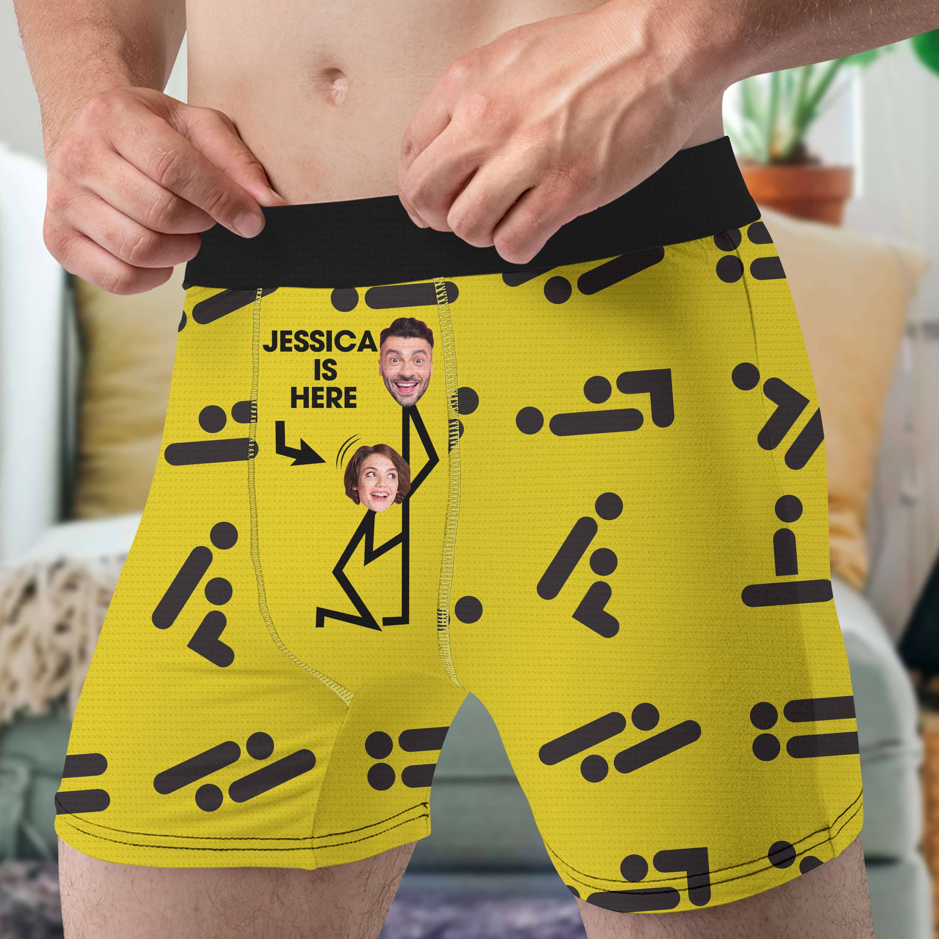 Personalized Couple's Boxer Briefs - Love Is Here Boxer Briefs PopCulturePrints