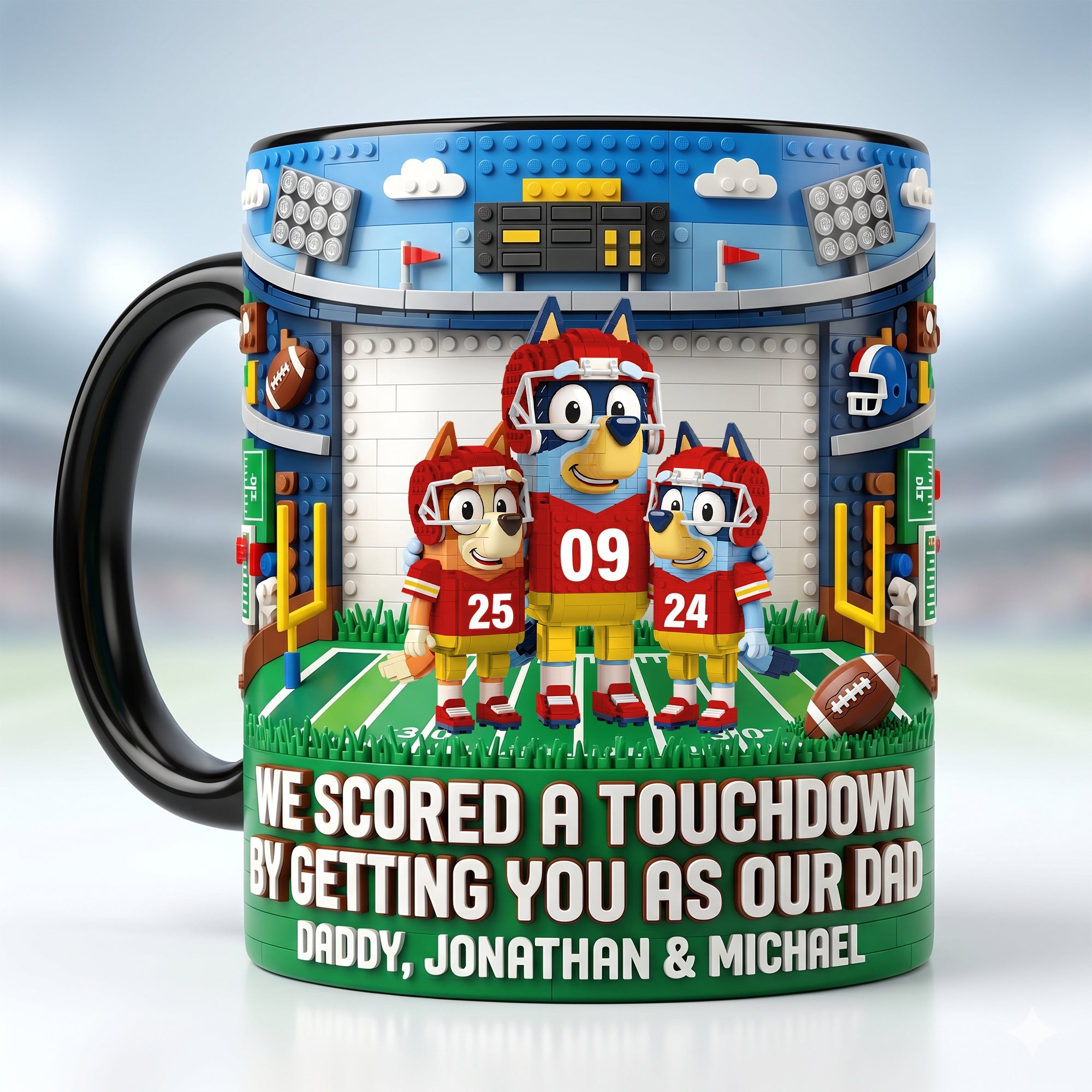 "We Scored a Touchdown!" - Sport Lover Puppy Kids Magic Ceramic Coffee Mug - Personalized Gift for Dad and Grandpa Coffee Mug PopCulturePrints