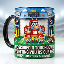 Load image into Gallery viewer, "We Scored a Touchdown!" - Sport Lover Puppy Kids Magic Ceramic Coffee Mug - Personalized Gift for Dad and Grandpa Coffee Mug PopCulturePrints
