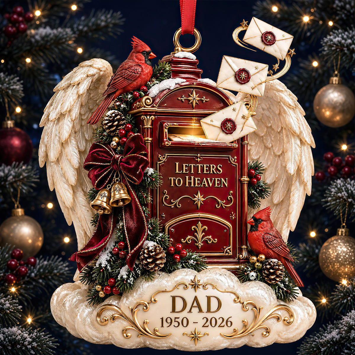 Letters to Heaven Christmas Ornament - Personalized Gift for Dad Ornament PopCulturePrints
