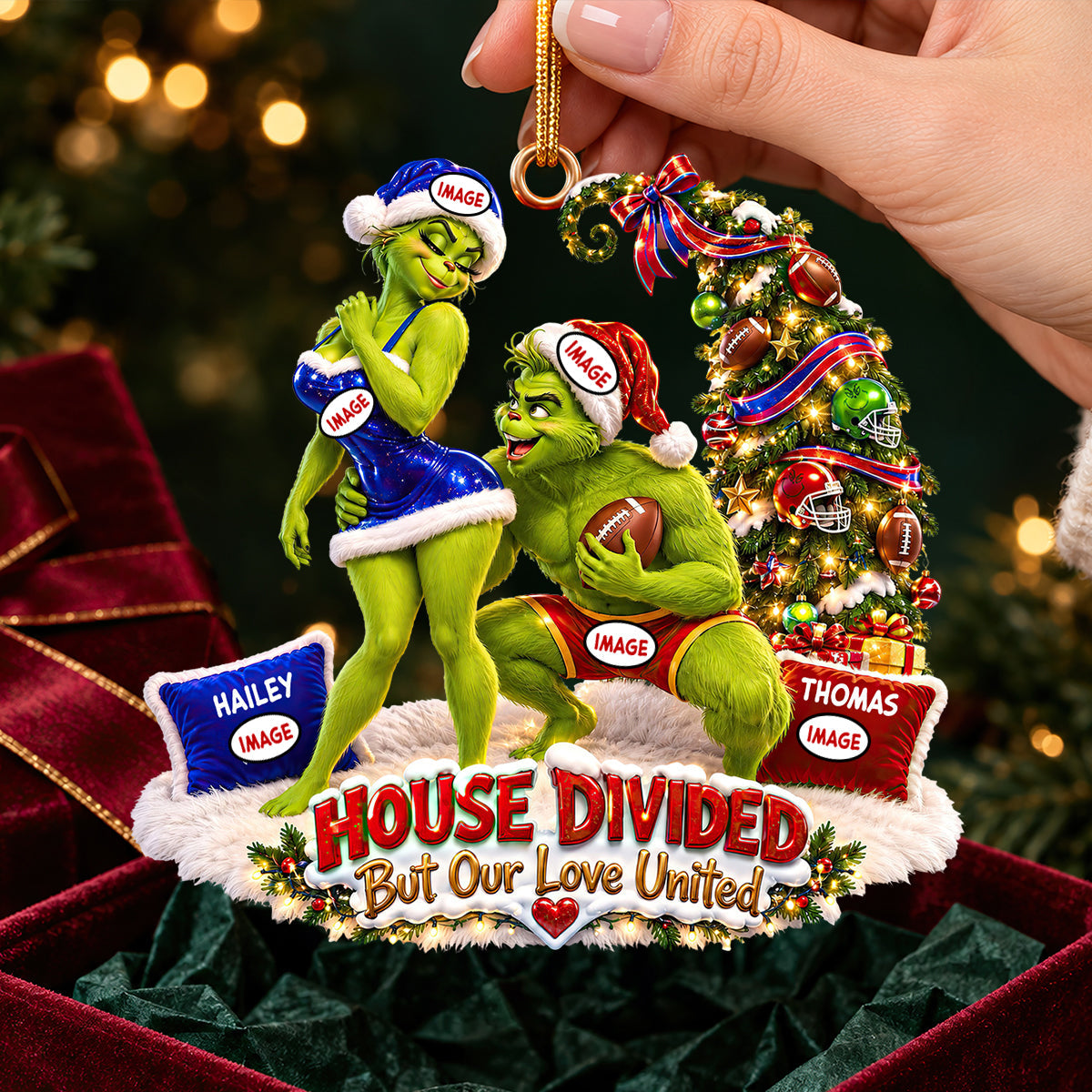 “House Divided But Our Love United” - Sport Lover Christmas Couple Ornament - Personalized Gifts for Couples Ornament PopCulturePrints